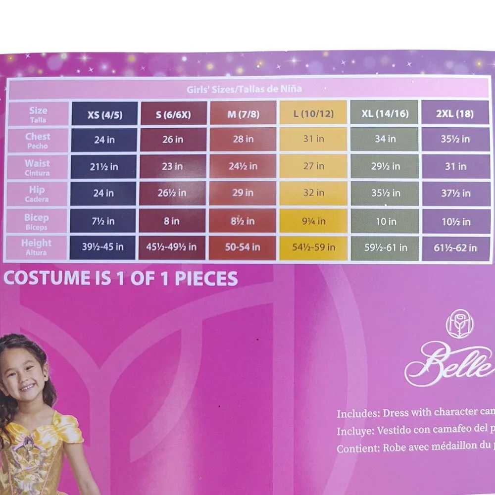 Walmart Disney Belle Costume Dress Girls' Size Small (6/6X) New with Tags NWT